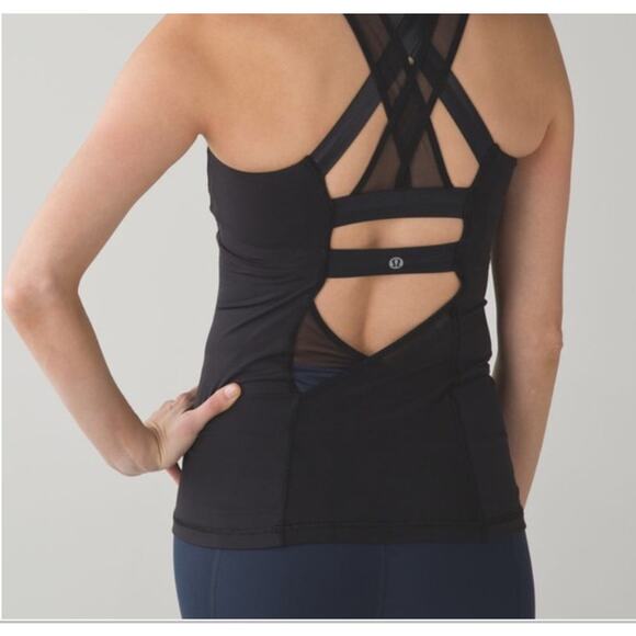 Lululemon Ready Set Sweat Tank Top Size 2 Mesh Cutout Cycling Gym Tennis Yoga - Picture 1 of 5